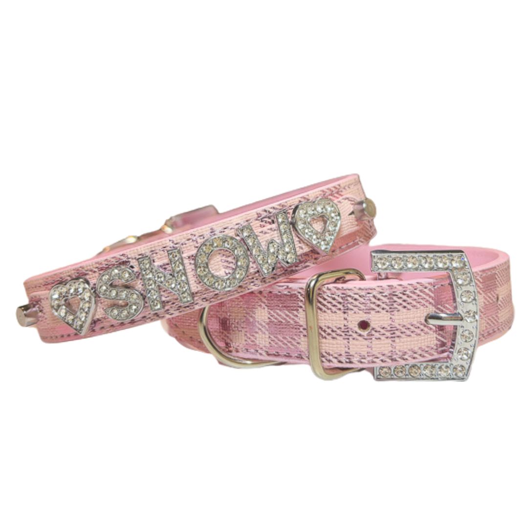 Metallic Plaid Personalized Pet Collars